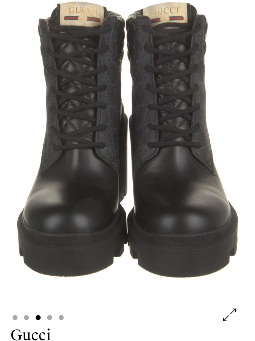 GUCCI GG Supreme Leather Combat Platform Boots - Picture 4 of 8